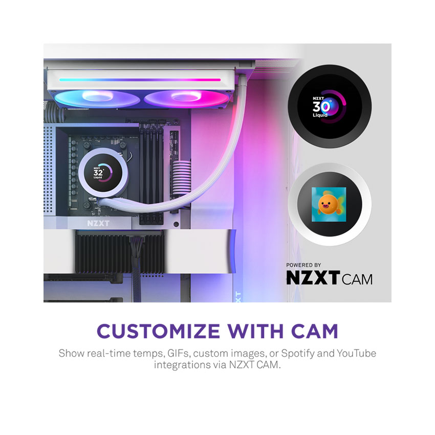 Tản nhiệt nước NZXT KRAKEN PLUS 240 RGB V2 WHITE - 240MM - Ảnh 6